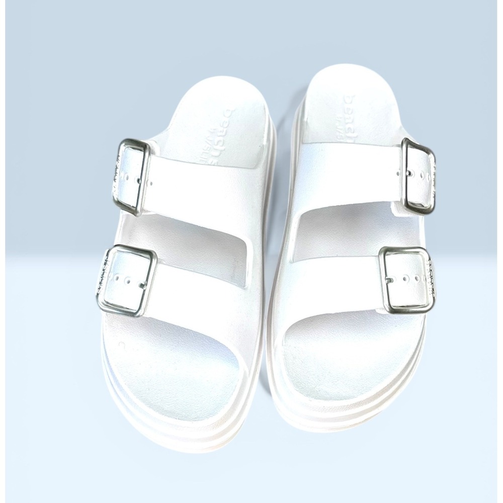 J/Slides NWOT Beach Slides Size 7 White Platform Double Buckle Sandals - Picture 3 of 10